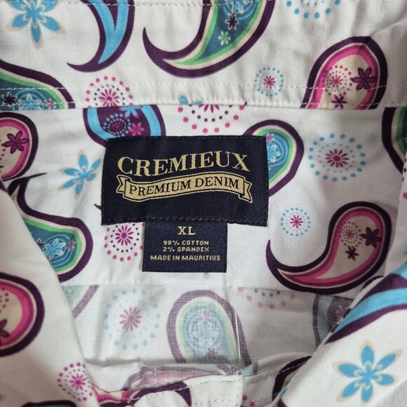 CREMIEUX PREMIUM DENIM Men's Size XL Shirt Stretch White Paisley Multi  (55) - Picture 12 of 13